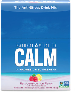Natural Vitality Calm, Magnesium Citrate Supplement, Anti-Stress Drink Mix Powder, Gluten Free, Vegan, & Non-GMO, Raspberry Lemon, 0.12 oz, 30 Packet