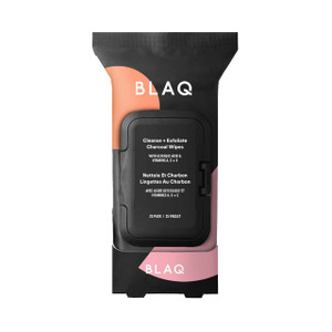 BLAQ Activated Charcoal Face Wipes - Dual Sided Charcoal Facial Cleansing Cloths - Makeup Remover, Exfoliating AHA boosted, Pore Cleansing for Acne P
