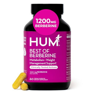 HUM Best of Berberine Supplement 1200mg, Pure Potency for Metabolic Wellness, Gut Health, Pure Berberine Supplements Enhanced with BioPerine for Maxi