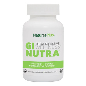 NaturesPlus GI Natural Total Digestive Wellness - 90 Bi-Layered Tablets - with L-Glutamine, Probiotics, Prebiotics & Enzymes - Gluten Free - 30 Servi