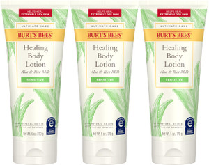 Burt's Bees Ultimate Care Healing Body Lotion with Aloe and Rice Milk for Sensitive Skin, 98.8% Natural Origin, 6 Ounces