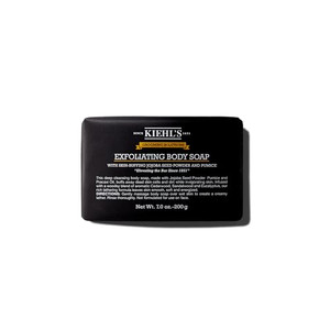 Kiehl's Grooming Solutions Exfoliating Body Bar Soap, Men's Body Wash Cleanses Dirt & Oil, with Pumice, Jojoba Seed Powder & Pracaxi Oil, for Soft &