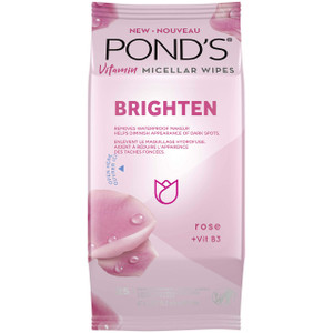 Pond's Vitamin Micellar Wipes For Dark Spots Brighten Rose Removes Waterproof Makeup 25 Wipes