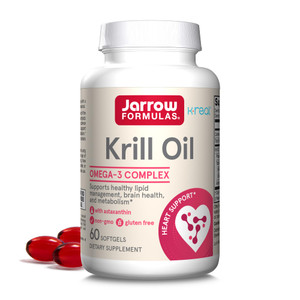 Jarrow Formulas Krill Oil - Phospholipid Omega-3 Complex with Astaxanthin - 60 Softgels - 30 Servings - Supports Lipid Management, Metabolism, Brain