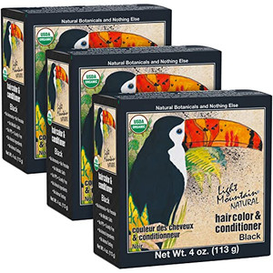 Light Mountain Henna Hair Color & Conditioner - Black Hair Dye for Men/Women, Organic Henna Leaf Powder and Botanicals, Chemical-Free, Semi-Permanent