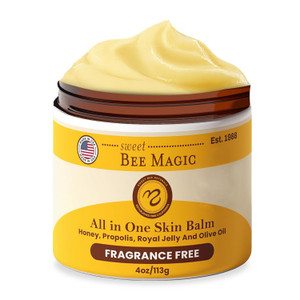 Sweet Bee Magic All In One Healing Organic Balm - Natural Skin Healing Cream, Beeswax Balm for Dry Skin, Face & Body Moisturizer - All Natural Aid -