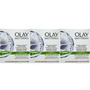 OLAY Daily Gentle Clean 5-in-1 Water Activated Cloths, 33 Count (Pack of 3)