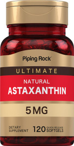 Piping Rock Astaxanthin Supplement 5mg | 120 Softgel Capsules | from Haematococcus Pluvialis Algae Extract | Non-GMO, Gluten Free