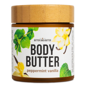 Peppermint Vanilla Body Butter - Natural Lotion for Women with Shea Butter & Jojoba Oil - Non-Greasy Whipped Body Lotion for Dry Skin - Vanilla Scent