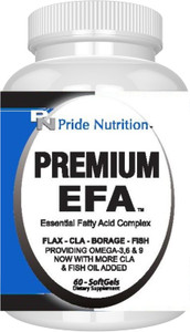 Pride Nutrition Premium EFA Omega 3-6-9 Supplement for Men and Women 5 in 1 - EPA, DHA, GLA, ALA & CLA Essential Fatty Acids with Fish Oil - Softgel