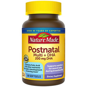 Nature Made Postnatal Multivitamin + DHA 200 mg, Postnatal Vitamins for Women, Includes Iron, Vitamin D3, Calcium, Iodine & More for Breastfeeding Mo