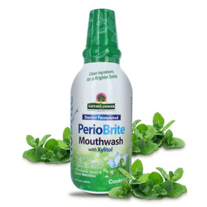 Nature's Answer Periobrite Cool Mint All-Natural Mouthwash | Promotes Healthy Teeth & Gums | Fights Bad Breath | Flouride-Free, Alcohol-Free & Gluten