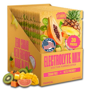 Dr. Prices Electrolytes Hydration Powder Packets  Tropical, 30 Packs | Sugar Free Electrolyte Drink Mix, 72+ Trace Minerals, Manganese | Keto Elect