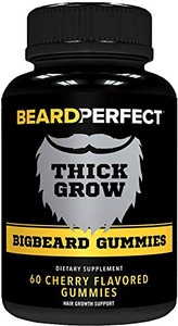 THICKGROW BIGBEARD Gummies - Get a Stronger, Longer, Thicker Beard Growth Formula for Men with Biotin, B12, and 10+ Elite Beard-Building Vitamins Nut