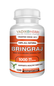 Vadik Herbs Organic Bringraj Bhringraj (Eclipta erecta, Eclipta alba) Powder 100 Vegicaps | Promotes Healthy Hair Growth