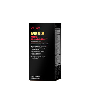 GNC Men's Ultra Nourish Hair Supplement for Men, Supports Strong, Healthy Hair, 120 Caplets