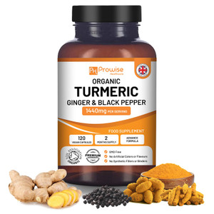 Turmeric Curcumin 1440mg with Black Pepper & Ginger I 120 Vegan Turmeric Capsules High Strength (2 Month Supply) I Made in The UK by Prowise Healthca