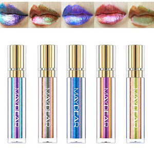 Maydear Chameleon Lipstick 5 Colors Set, Long Lasting Waterproof Colourful Diamond Shimmer Lip Gloss for Women Girls Makeup kit