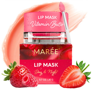 MAREE Lip Mask Overnight - Lip Moisturizer For Very Dry Lips - Hydrating Lip Butter Balm with Hyaluronic Acid & Collagen - Overnight Lip Treatment -