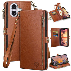 XcaseBar Compatible with iPhone 16 6.1" Wallet case with Zipper Credit Card Holder?RFID Blocking?,Flip Folio Book PU Leather Phone case Shockproof Co