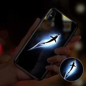 YJHWLF LED Light Compatible Case Colorful Glowing Tempered Glass Back Cover Bumper Shockproof