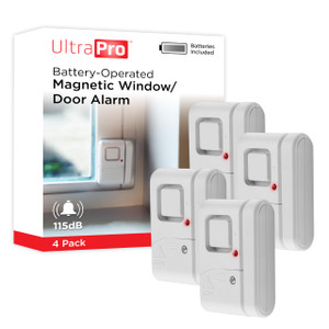 UltraPro Personal Security Window and Door Alarm, 4 Pack, DIY Protection, Burglar Alert, Wireless Chime/Alarm, Easy Installation, Home Security, Idea