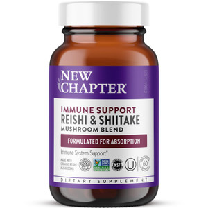 New Chapter Immune Support Reishi & Shiitake Mushroom Blend with Organic Reishi Mushroom, Vegan + Non-GMO, Nootropic Ingredients - 60 ct