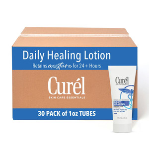 Curel Daily Healing Body Lotion for Dry Skin, Dermatologist Recommended Hydrating Body Lotion with Advanced Ceramides Complex 1 Oz, Pack of 30