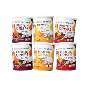 Power Crunch Protein CRISPS Variety Pack, Cheddar, Hot & Spicy, BBQ, a Potato Style Protein Chip Snack, 12g of protein, 1.05 ounces per serving (2 of