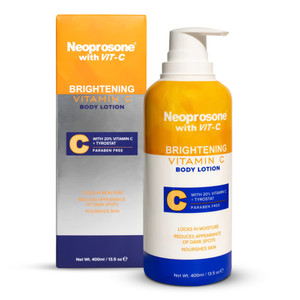 Neoprosone Brightening Body Lotion - 13.5 Fl Oz / 400ml - Formulated to Fade Dark Spots on Elbows, Knees, Neck, Body, and Intimate Parts, with Tyrost