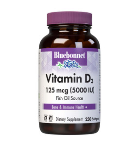 Bluebonnet Nutrition Vitamin D3 5000 IU Softgels, Aids in Muscle and Skeletal Growth, Cholecalciferol from Fish Oil, Non GMO, Gluten Free, Soy Free,