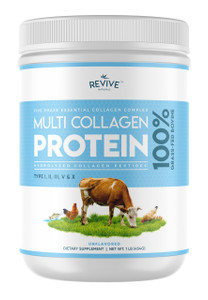 Revive Naturals Multi Collagen Hydrolyzed Protein Powder (16oz) - Types I, II, III, V & X - Grass Fed Bovine, Wild Caught Marine, Free Roaming Chicke