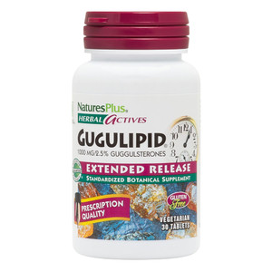 NaturesPlus Herbal Actives Gugulipid - 30 Extended-Release Tablets - Ayurvedic Botanical Supplement - Vegetarian, Gluten Free - 30 Servings