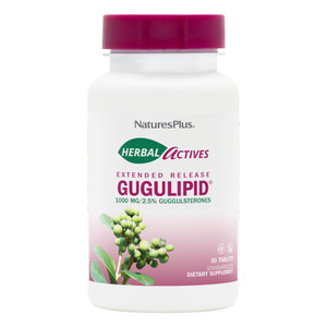 NaturesPlus Herbal Actives Gugulipid, Extended Release- 1000 mg, 2.5% Guggulsterones - 30 Vegan Tablets - Ayurvedic Botanical Supplement - Vegetarian