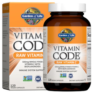 Garden of Life Vitamin Code Raw Vitamin C - 120 Capsules, 500mg Whole Food Vitamin C Capsules + Fruit & Veggie Blend & Probiotics, Supplements for Ad