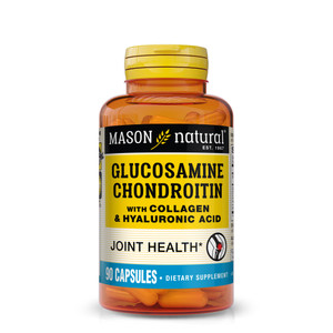 MASON NATURAL Glucosamine Chondroitin with Collagen & Hyaluronic Acid, 45-Day Supply Capsules for Normal Joint, Mobility, Flexibility, & Aging Suppor