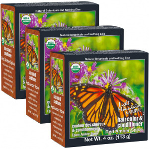 Light Mountain Henna Hair Color & Conditioner - Red Amber Spice Hair Dye for Men/Women, Organic Henna Leaf Powder and Botanicals, Chemical-Free, Semi