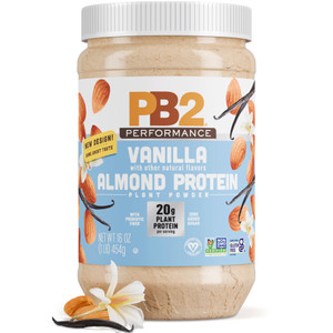 PB2 Performance Almond Plant Based Vegan Protein Powder | 20g Complete Protein, No Added Sugar, Prebiotic Fiber | Dairy Free, Certified Vegan, Non-GM