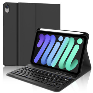 Keyboard Case for iPad Mini 7th (A17 Pro, 2024) & 6th (2021) 8.3-inch, Rechargeable, Detachable Bluetooth Keyboard, Slim Folio Protective Cover with