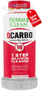 Herbal Clean Qcarbo16 Same-Day Detox Cleanse Drink (16 fl oz) - Tropical Flavor Full Body Cleanse* Detox Drink for Moderate Toxin Level*, Vitamin B2