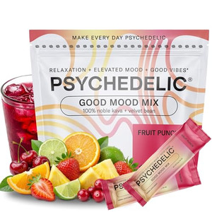 Psychedelic Water Good Mood Mix - Fruit Punch - Powder Packets - Calming Kava Drink Mix - Easy Open Single-Serving - Flavored Kava Powder - Mucuna Pr