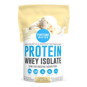 Portions Master CFM Whey Isolate Protein Powder, 2 LB, 23g Low Carb, Low Fat, Cold-Processed, Fast Absorbing, Muscle Growth & Recovery Support (Vanil