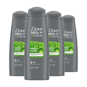 DOVE MEN + CARE Fortifying 2-in-1 Shampoo and Conditioner Fresh and Clean with Caffeine 4 Count For Everyday Care Helps Strengthen and Nourish Hair 1