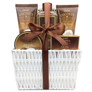 Mother's Day Spa Gift Baskets Bath and Body Set Refreshing Coconut Fragrance Lovestee - Bath and Body Gift Set Includes Shower Gel Body Lotion Body S