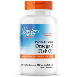 Doctors Best Purified & Clear Omega 3 Fish Oil with Goldenomega, Supports Heart, Eye, Brain, & Joint Health, Non-GMO, Gluten Free 120 Marine Softgels