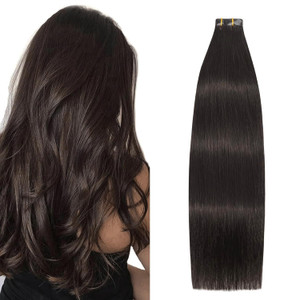 Aison Dark Brown Tape in Hair Extensions Human Hair 18 Inches 40g 20 Pcs/Pack Invisible Tape ins Human Real Hair Extensions for women