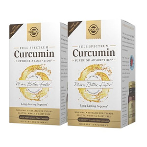 Solgar Full Spectrum Curcumin - 60 LiCaps, Pack of 2 - Superior Absorption - Brain, Joint & Immune Health - Non-GMO, Vegan, Gluten Free, Dairy Free -