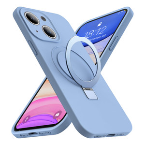 SKYLMW Designed for iPhone 13 Case with Magnetic Invisible Stand Compatible with Mag-Safe Military Drop Tested Shockproof Silicone Phone Cases for Wo