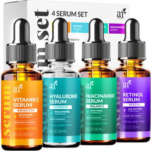 Vitamin C Serum Skin Care 4-Piece Set: Includes Retinol, Hyaluronic Acid & Niacinamide  Anti-Aging, Skin Brightening, Hydrating, Wrinkle Reduction,