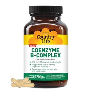 Country Life Coenzyme B-Complex, 120 Capsules  Supports Energy & Metabolism, Mood & Cognitive Function  Vegan, Gluten-Free, Bioavailable B Vitamins
